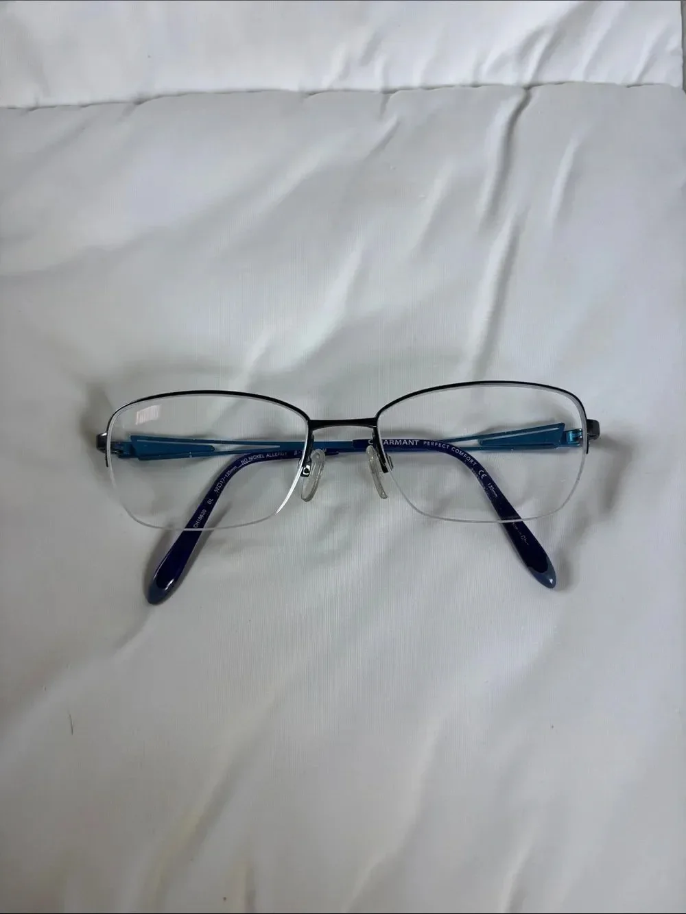 Charmant Eyeglasses CH10630 BL Perfect Comfort Blue Half Rim Frame 52[]17 135